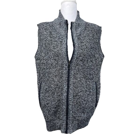 Men's Full Zip Knit Vest Fleece Lined Medium Unbranded Pockets Navy Blue Preppy - Picture 1 of 9